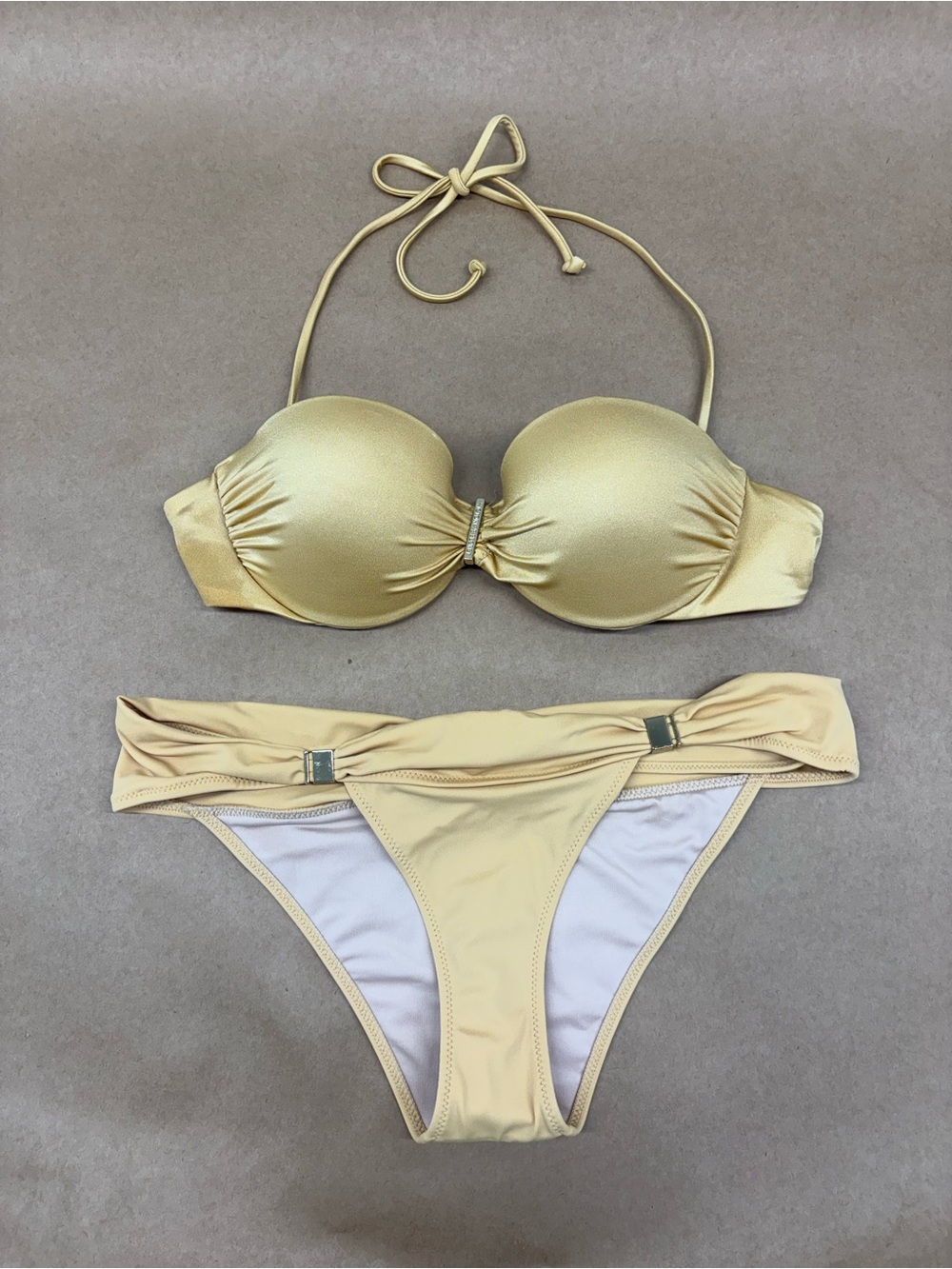 Victoria's Secret Gold Halter Bikini Set